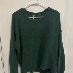 Free People Dark Green Crew Neck Sweater